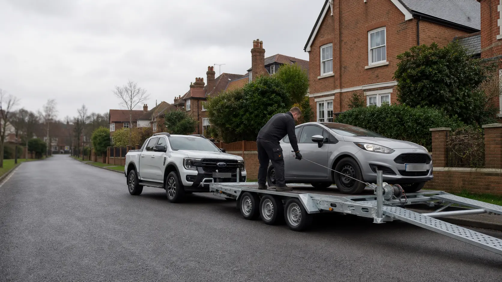 Loading vehicle onto trailer