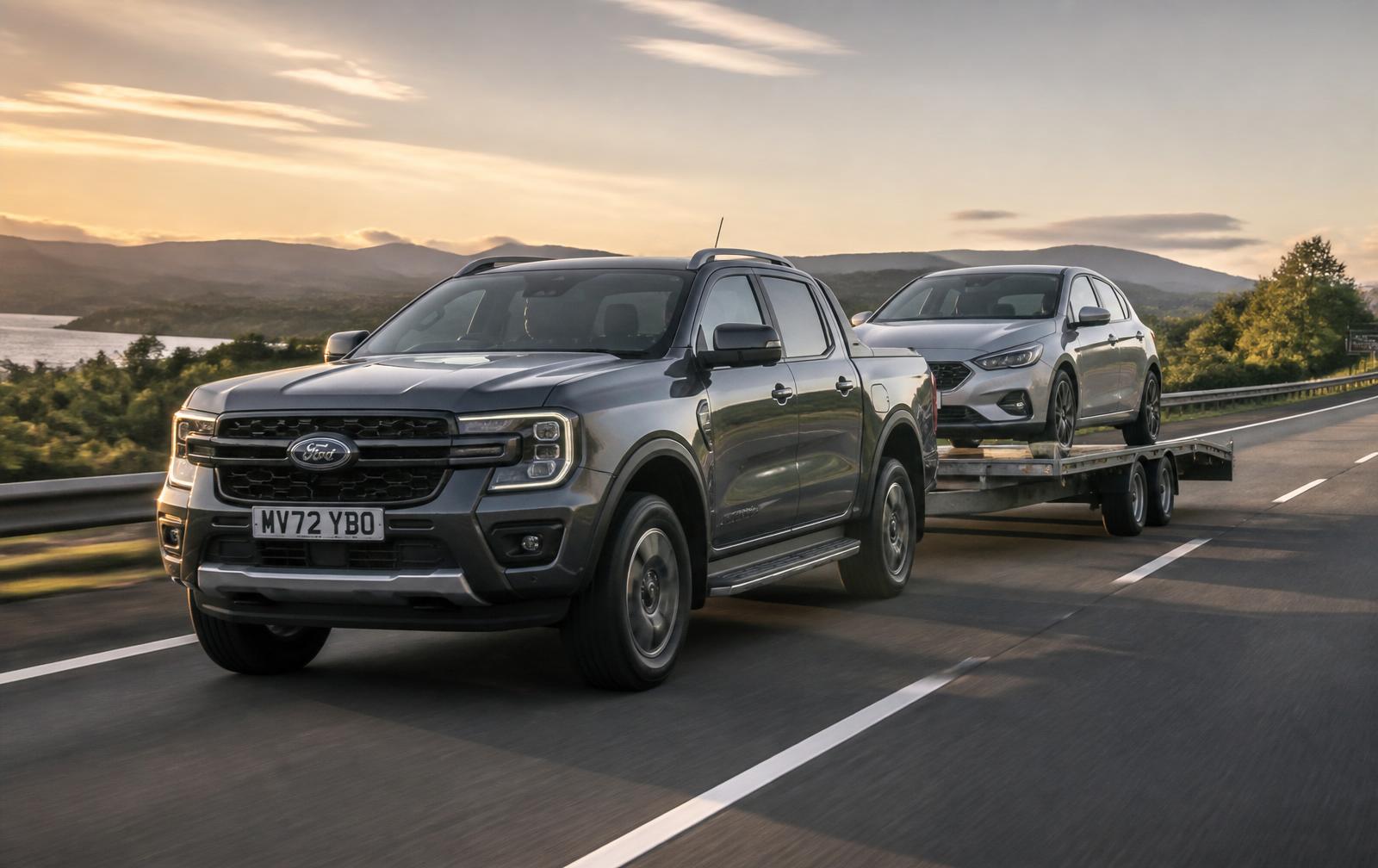 Ford Ranger with vehicle trailer